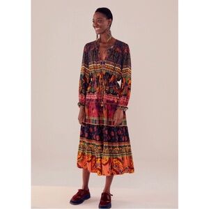 FARM Rio Mixed Patchwork Midi Dress